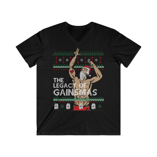 The Legacy Of Gainsmas Men's Fitted V-Neck Short Sleeve Tee