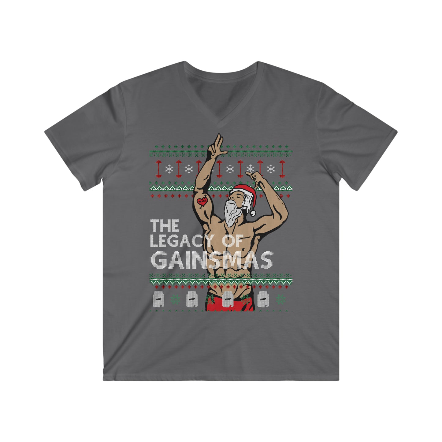 The Legacy Of Gainsmas Men's Fitted V-Neck Short Sleeve Tee