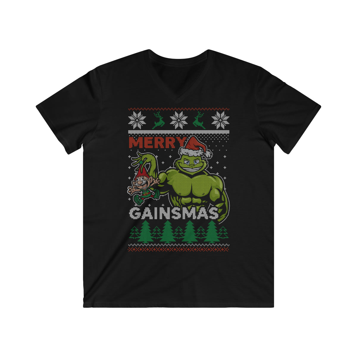 Gainsmas BullyGrinch Men's Fitted V-Neck Short Sleeve Tee